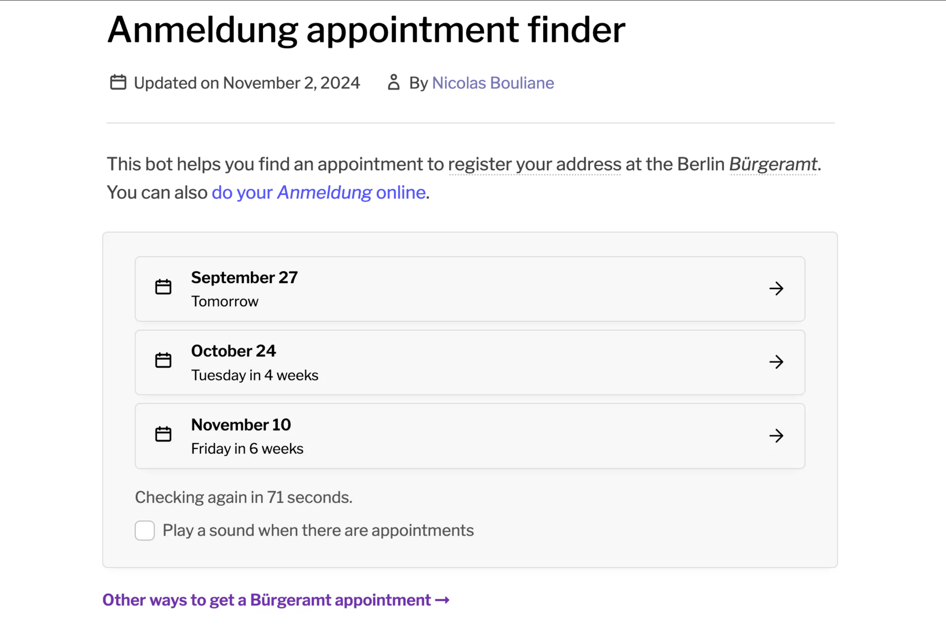 Anmeldung appointment finder