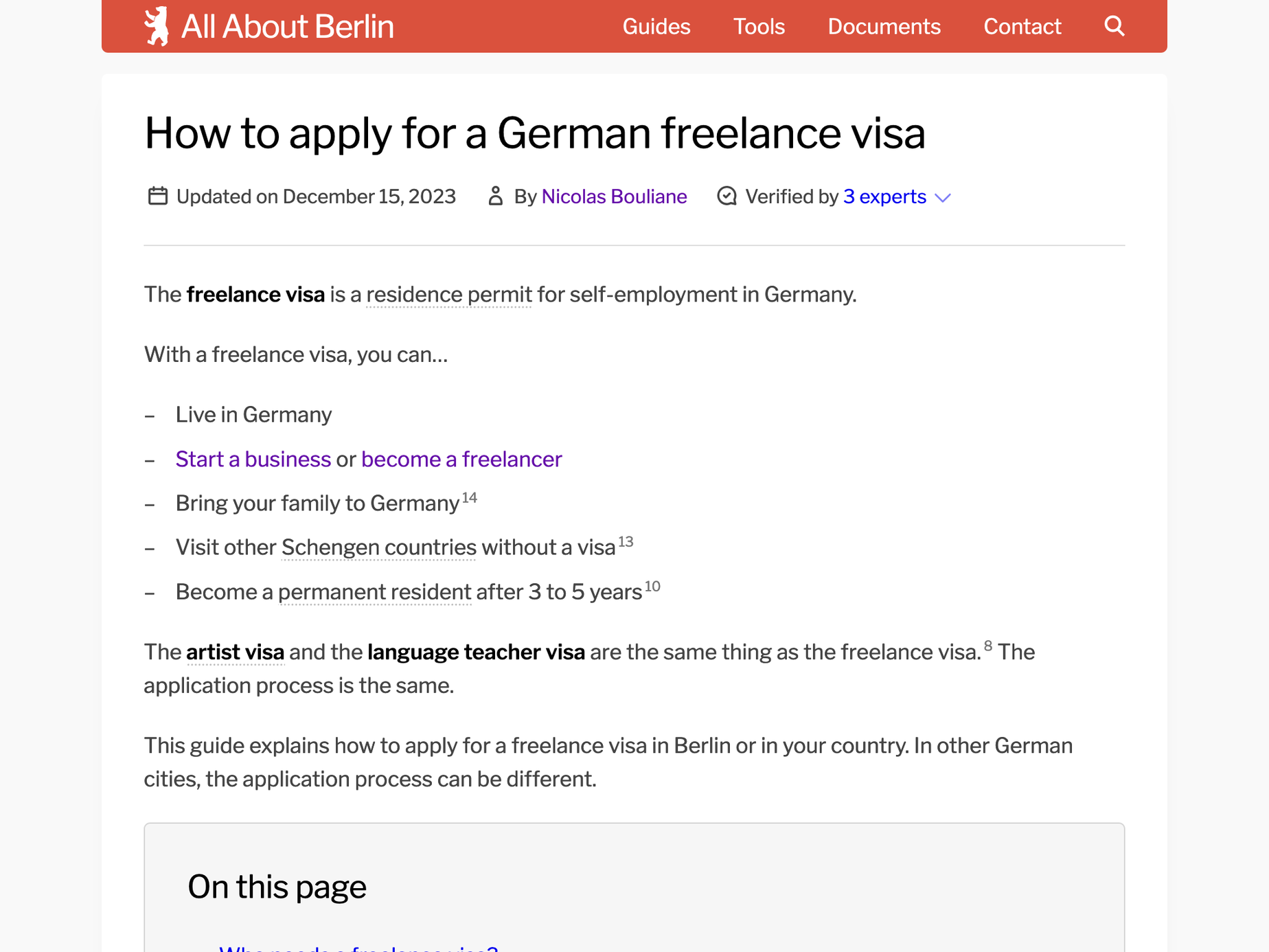 Freelance visa guide on All About Berlin