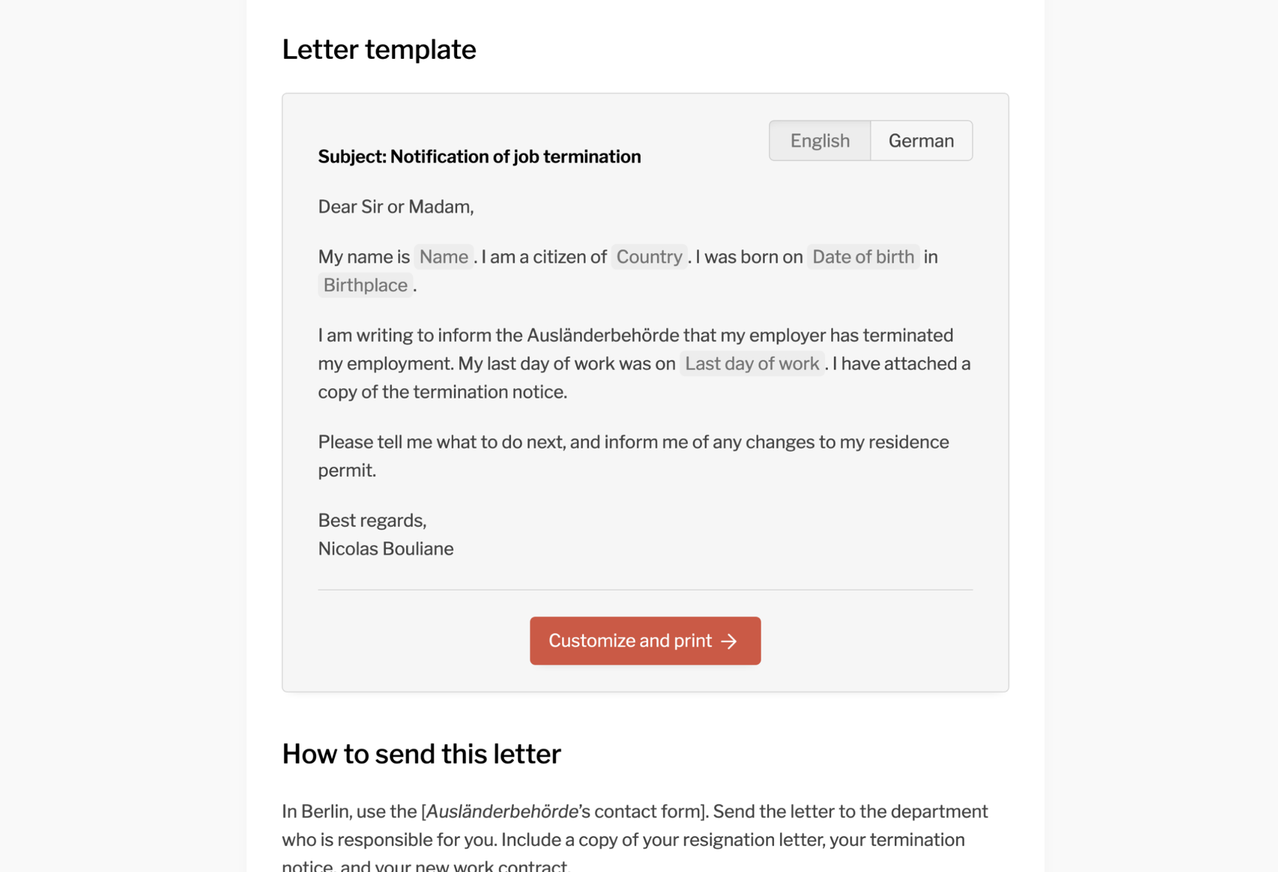 All About Berlin letter generator