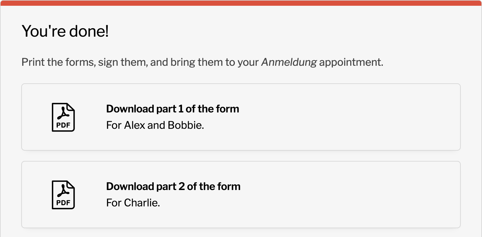 Option to download multiple forms