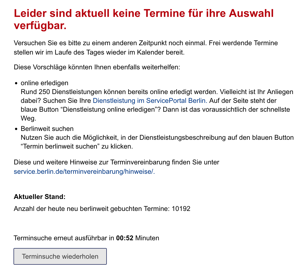 Rate limiting on the Berlin.de appointment booking page