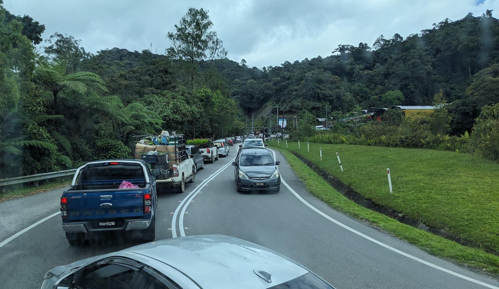Traffic on the road to Cameron Highland