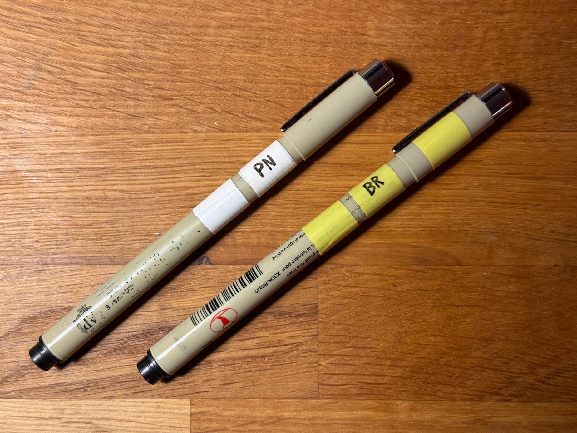 Colour-coded pens