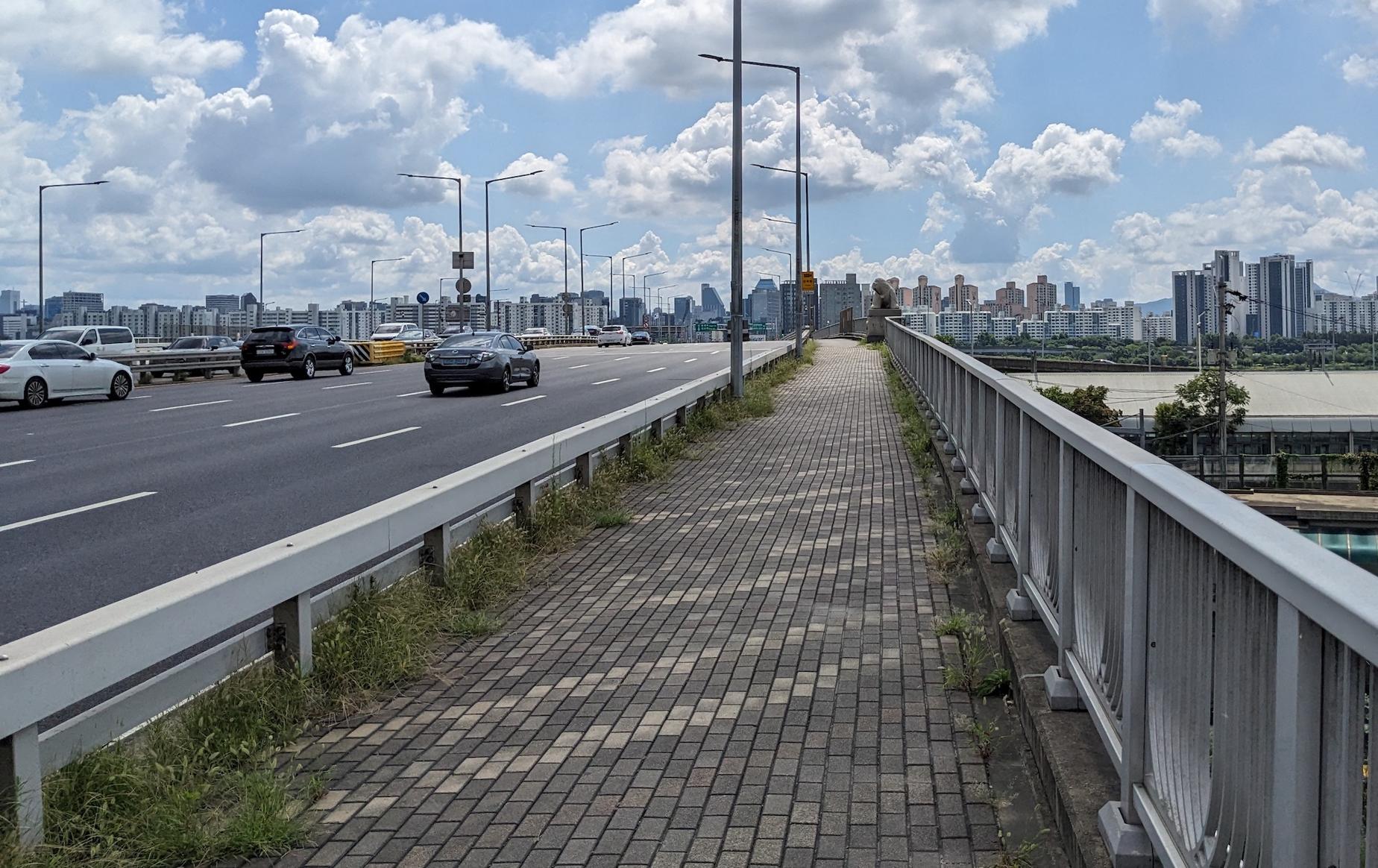 Sidewalk on a Seoul bridge